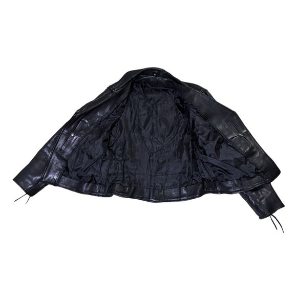 Vintage Leather Motorcycle Jacket M Patches HOG POW MIA Wolf Embroidered - Picture 10 of 13